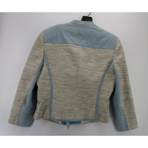 Karen Millen Jacket 10 White Motorcycle Biker Tweed Full Zip Crop * - Picture 6 of 14